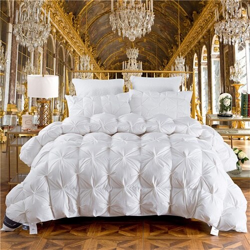 100% Goose Down Duvet 3D luxury quilted Quilt king queen full size Comforter Winter Thick Blanket Solid Color
