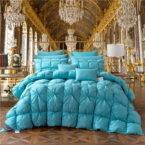 100% Goose Down Duvet 3D luxury quilted Quilt king queen full size Comforter Winter Thick Blanket Solid Color