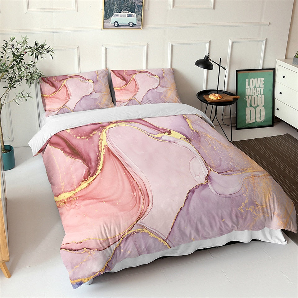 Nordic Simple  Light Pink Single Double Duvet Cover Set Girl  Abstract Art Pattern Bed Linen Twin Queen Quilt Cover Pillowcase